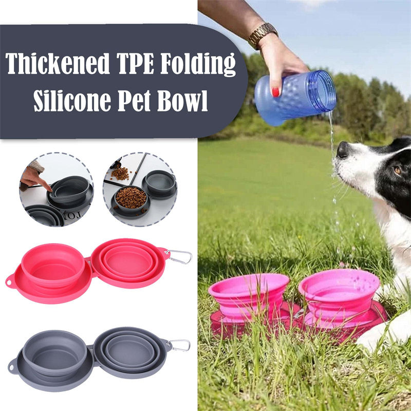 Rubber Foldable Double Bowl Pet Feeding Bowl Pets Supplies Dog Cat Bowls - Fur-Ever Yours