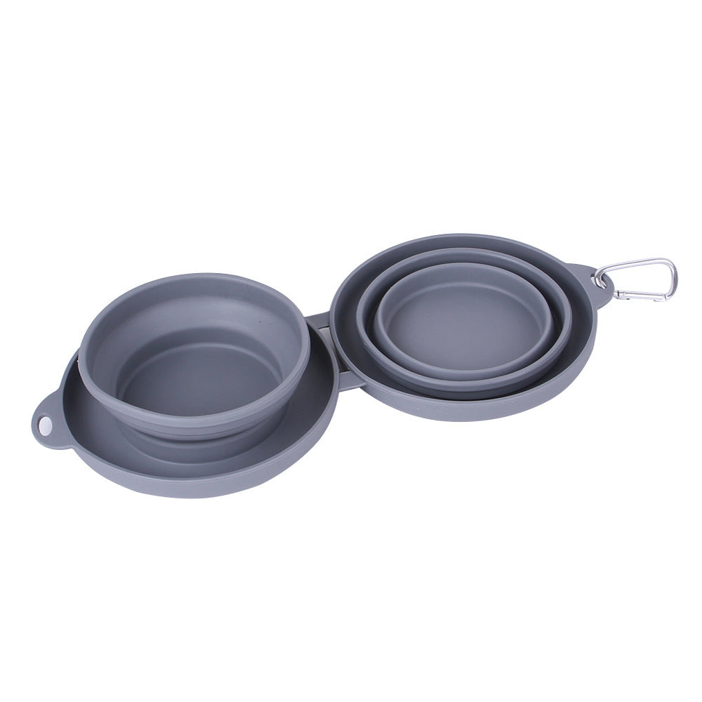 Rubber Foldable Double Bowl Pet Feeding Bowl Pets Supplies Dog Cat Bowls - Fur-Ever Yours