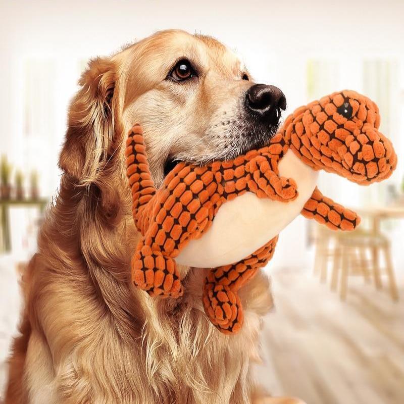 Interactive Plush Dinosaur Dog Toy - Large Chew & Squeak for Pets - Fur-Ever Yours