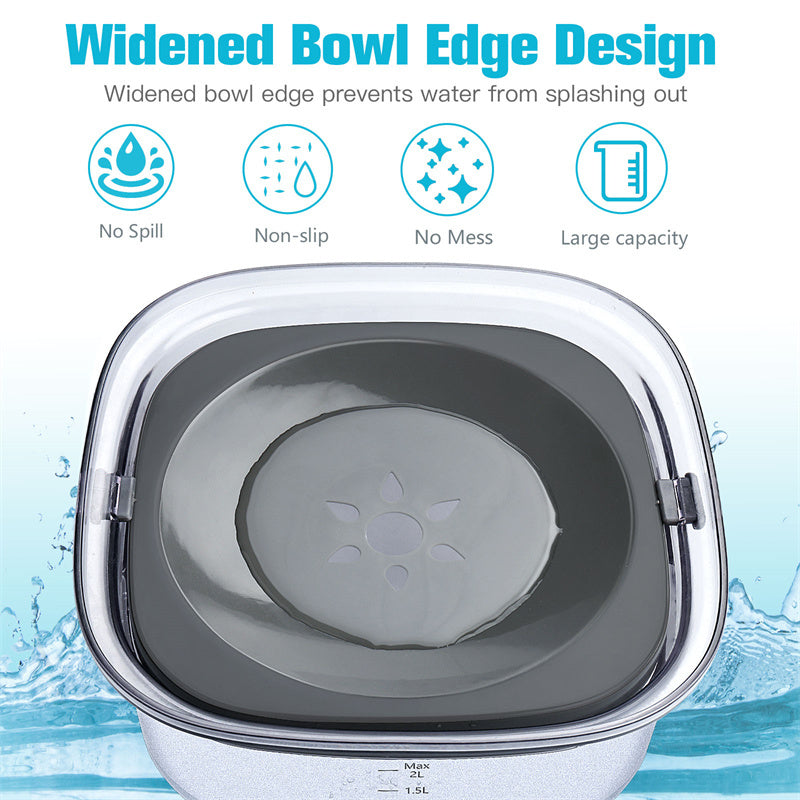 Large 2L Spill-Proof Dog Water Bowl, Transparent with Slow-Drinking Design for Pets - Fur-Ever Yours