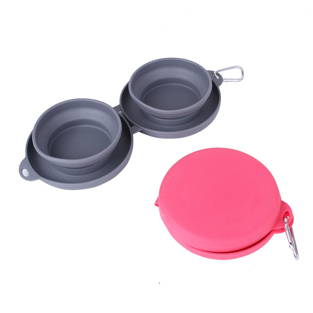 Rubber Foldable Double Bowl Pet Feeding Bowl Pets Supplies Dog Cat Bowls - Fur-Ever Yours