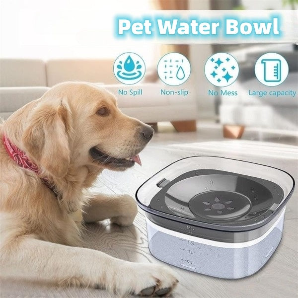 Large 2L Spill-Proof Dog Water Bowl, Transparent with Slow-Drinking Design for Pets - Fur-Ever Yours
