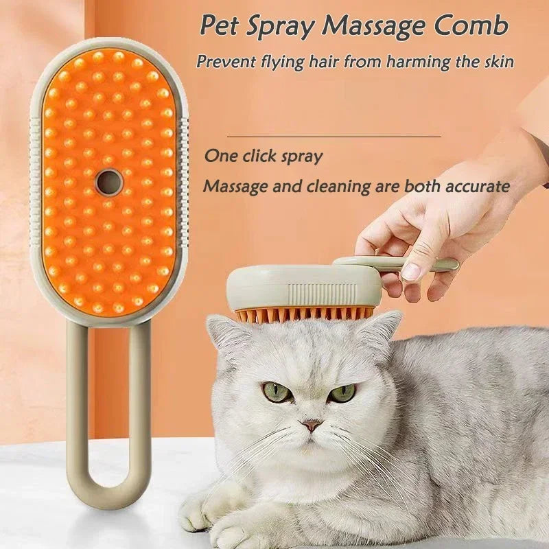 3-in-1 Pet Grooming Brush with Spray & Hair Removal - Fur-Ever Yours