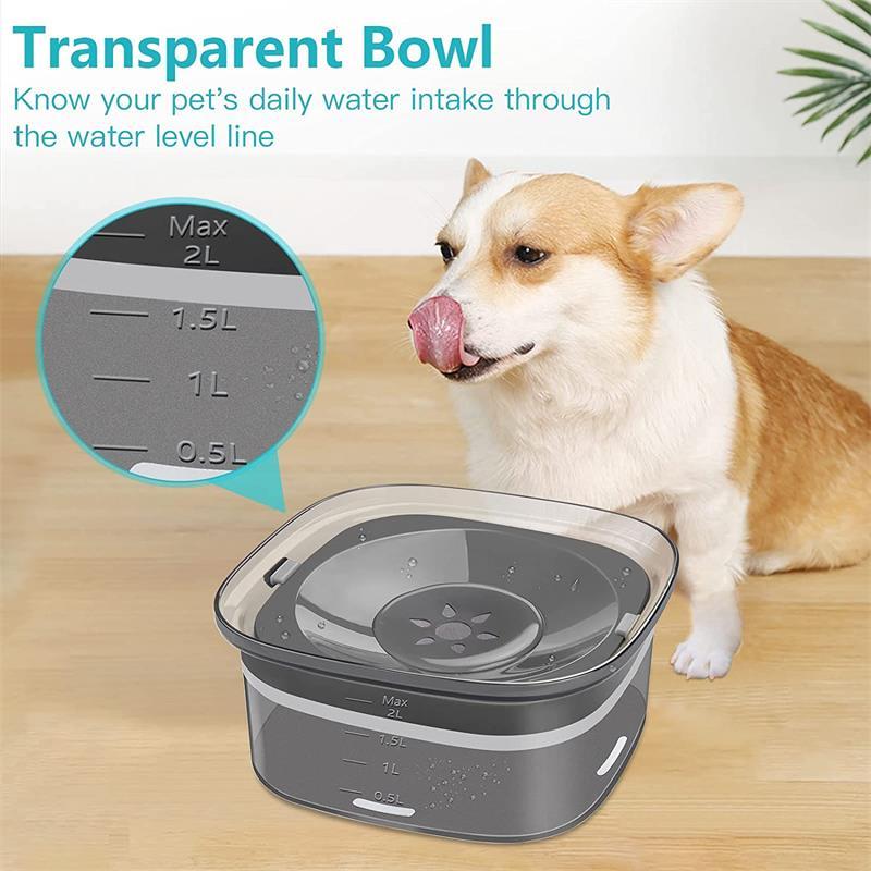Large 2L Spill-Proof Dog Water Bowl, Transparent with Slow-Drinking Design for Pets - Fur-Ever Yours