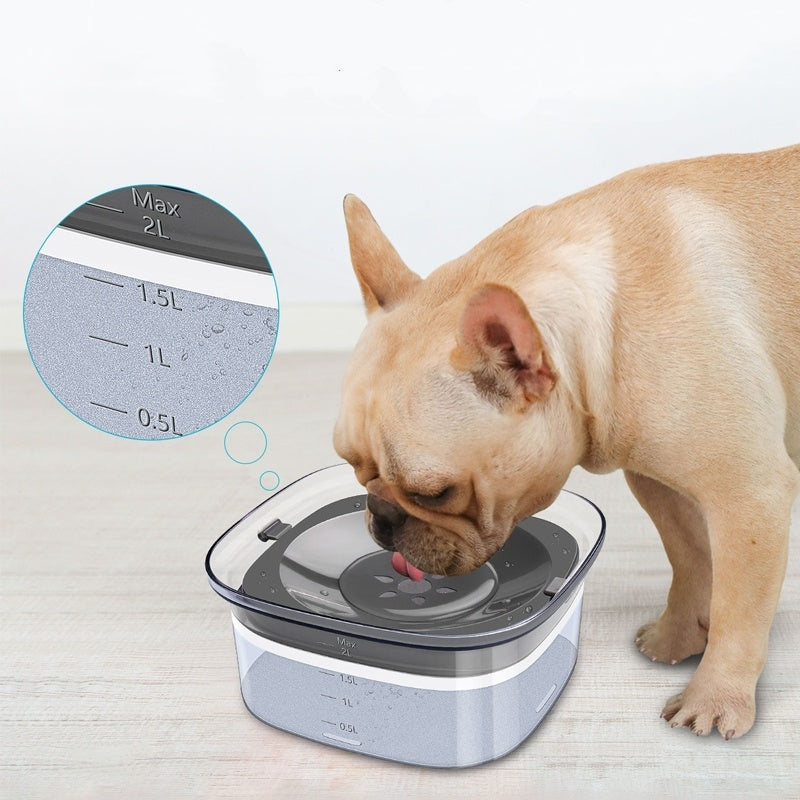 Large 2L Spill-Proof Dog Water Bowl, Transparent with Slow-Drinking Design for Pets - Fur-Ever Yours