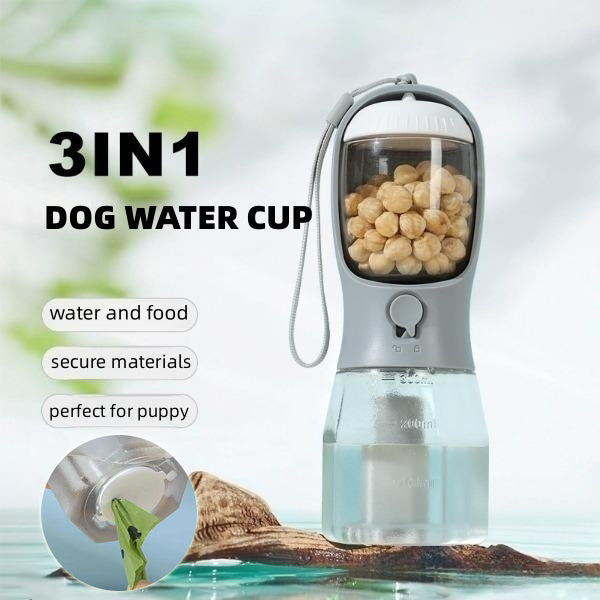 3-in-1 Portable Dog Water/Food Cup & Waste Bag Dispense - Fur-Ever Yours