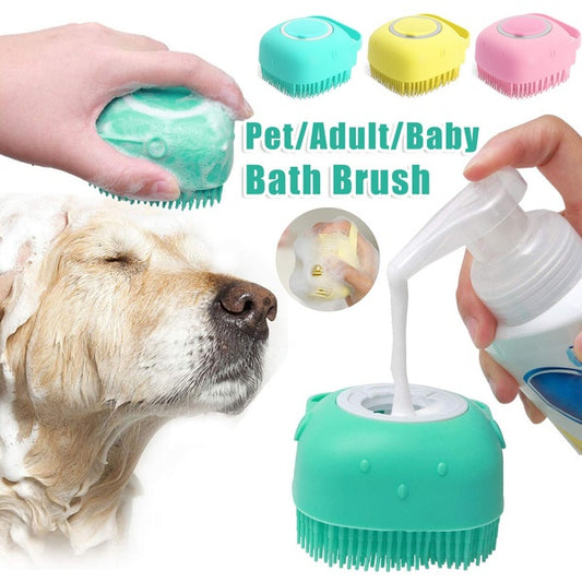 Silicone Dog Bath & Grooming Brush with Shampoo Dispenser - Fur-Ever Yours