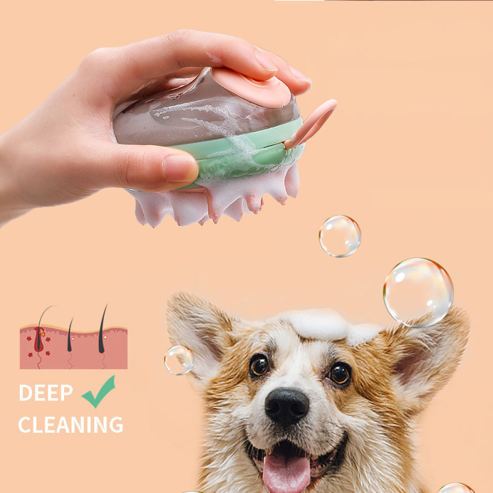 2-in-1 Pet Bathing & Grooming Brush with Soap Dispenser - Fur-Ever Yours